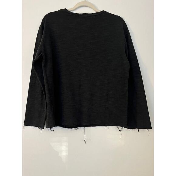 Der Rohe Black Long Sleeve Raw Hem Top Sz M - Picture 5 of 5
